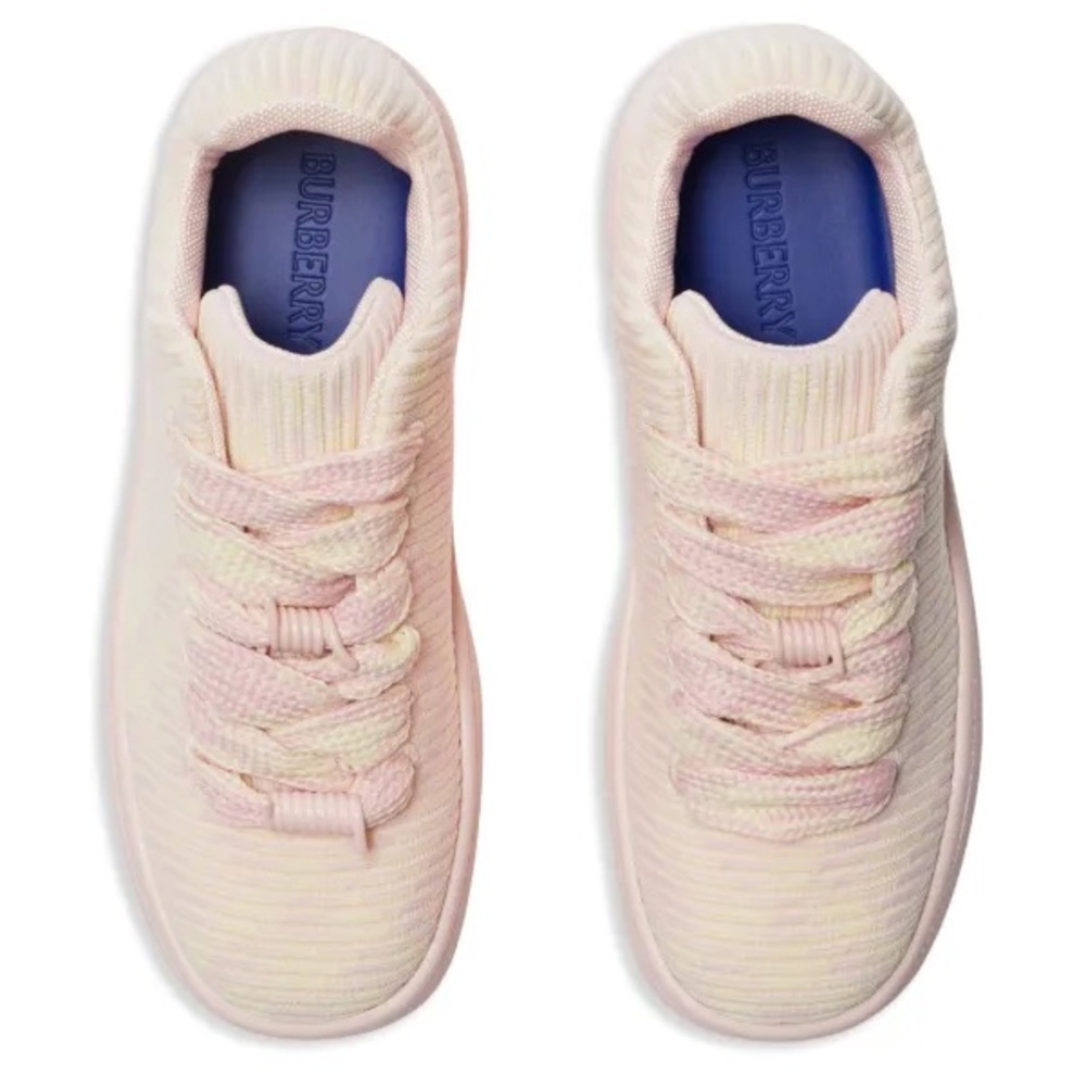 Burberry Knit Box Checked Low Top Sneaker Athletic Shoe Pink Crm EU 39 NIB $950 - Picture 5 of 16